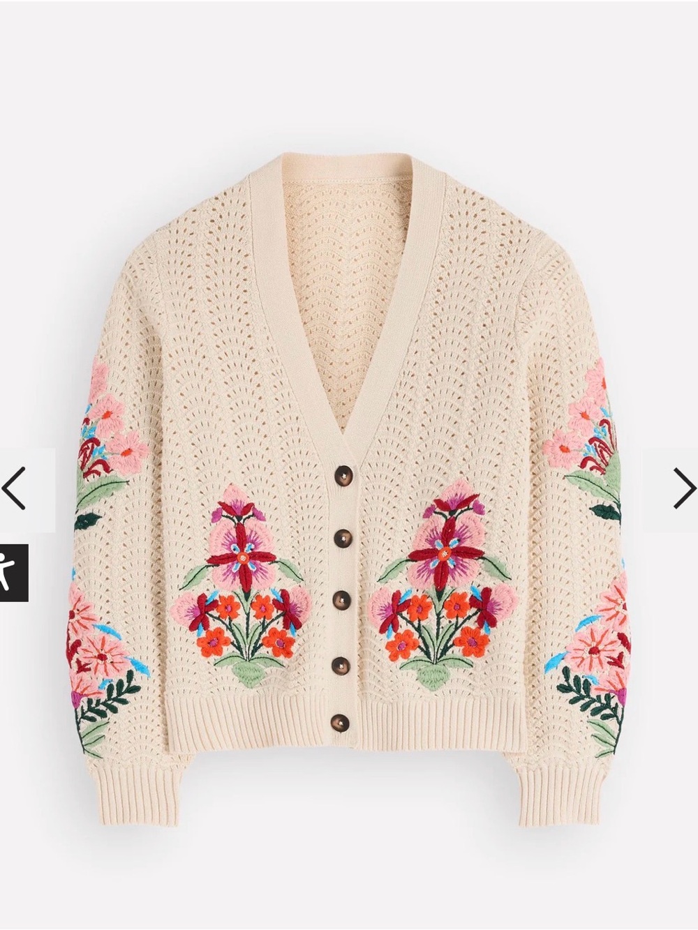 Boden Relaxed Cotton Stitch Cardigan
Ivory, Embroidery XL NWT - Picture 4 of 8